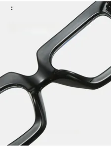 Close-up of integrated nose pads on black thick frame glasses for comfort