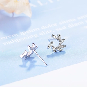 Sparkling S925 sterling silver zircon windmill stud earrings in a minimalist style