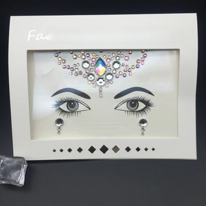 Pegatinas faciales de cristal iridiscente y diamantes para maquillaje de ojos exótico