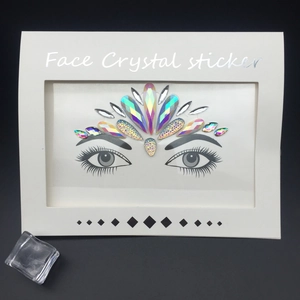 Iridescent crown-shaped face crystal sticker for music festivals and party makeup