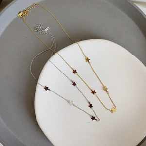 Minimalist 925 sterling silver multi-star pendant necklace in gold and silver finishes