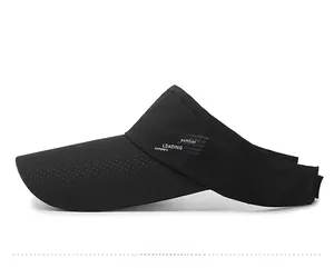 Detailed side view of breathable black top empty running cap with laser-cut vent holes