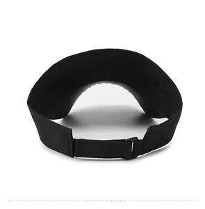 Detail of back adjustable velcro strap on breathable black mesh sports sun visor