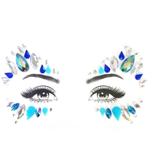 Blue and AB crystal facial rhinestone stickers for Halloween rave party makeup