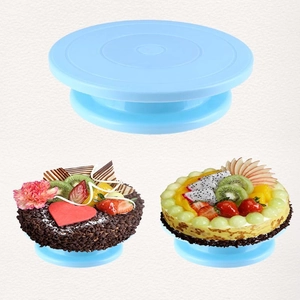 Blue plastic rotating cake turntable stand for professional baking and decorating