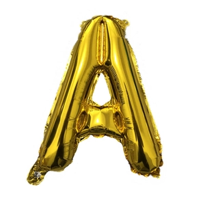 16-inch golden letter A foil balloon with shiny metallic finish for wedding decoration