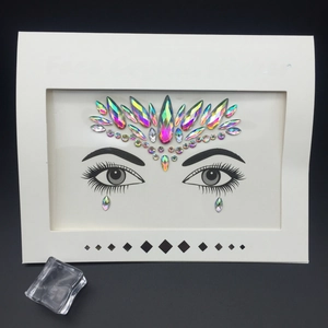 Iridescent AB crystal face stickers set with self-adhesive rhinestones for makeup