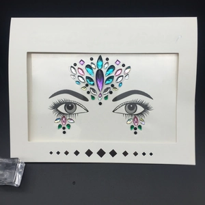 Colorful acrylic face crystal stickers in drop and round shapes for masquerade makeup