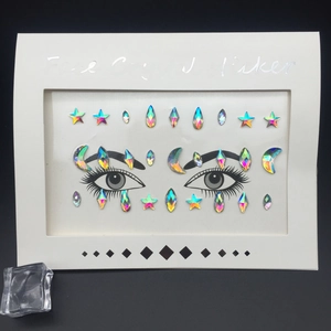Shiny Iridescent Face Crystal Stickers DIY Rhinestone Eyes Face Jewels Temporary Tattoo For Rave Festival Party Makeup Accessories
