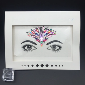 Sparkling pink and purple forehead face crystal jewels in a white premium box frame