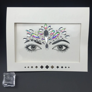 Iridescent crystal face stickers for music festival and party makeup decoration