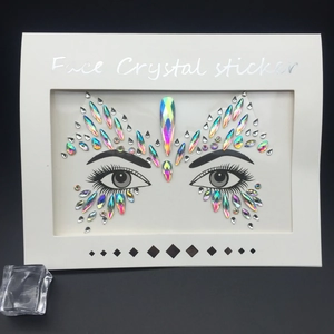 Iridescent face crystal stickers with rainbow gems for festival forehead and eye makeup