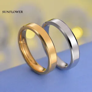 Classic 4mm beveled edge polished rings in gold and silver stainless steel set