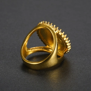 Detailed back view of gold-plated stainless steel star ring with hollow structure