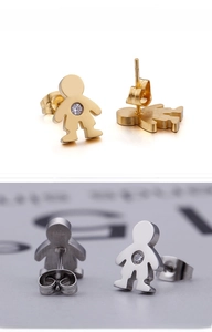 Detailed view of boy-shaped titanium steel studs with brilliant inlaid zircon stones