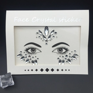Face crystal stickers in silver rhinestones for music festival and party makeup