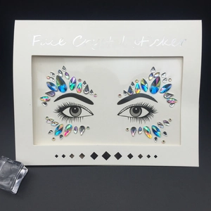 Face Crystal sticker with iridescent gradient rhinestones for festive makeup decoration