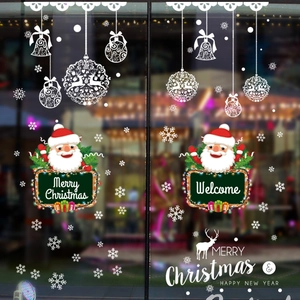 Christmas Window Decals Santa Claus Reindeer Snowflakes PVC Waterproof Stickers For Glass Door Shop Decor Merry Christmas