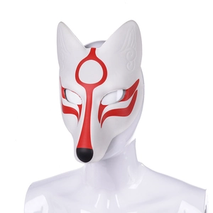 Japanese fox mask in white and red finish for cosplay and masquerade parties