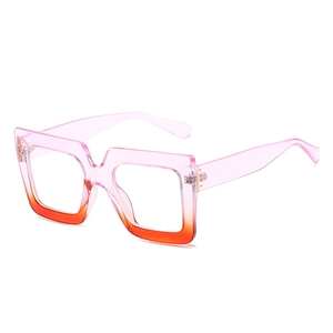 Fashionable blue light blocking glasses with pink and orange gradient square frames