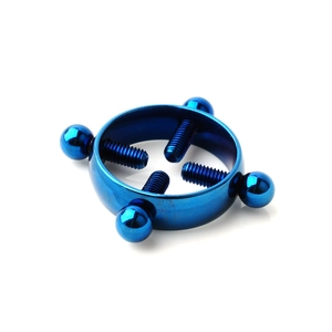 Blue electroplated stainless steel non-piercing adjustable nipple ring clip with screw studs