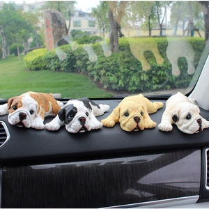 Realistic resin British Bulldog figurines for car dashboard and home decoration set of 4