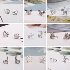 Minimalist Tiny Stud Earrings With 925 Sterling Silver Earring Post Animal Floral Shapes For Women Korean Style Hypoallergenic