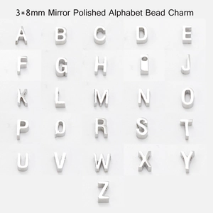 Mirror polished stainless steel A-Z alphabet beads set for DIY jewelry making 3x8mm