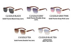 Detailed comparison of five gradient lens colors for rimless square sunglasses