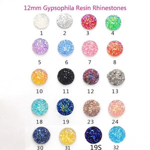 12mm round resin druzy stones in 20 assorted colors for DIY jewelry accessories