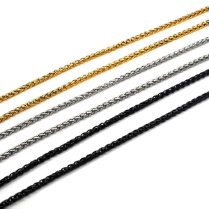 Collares de cadena de trigo de acero inoxidable pulido en oro, plata y negro