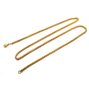 Collar de cadena de trigo de acero inoxidable dorado con cierre de langosta plano