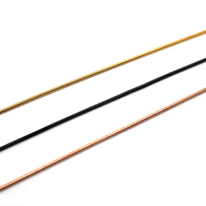 304 stainless steel snake bone chains in gold, black, and rose gold finishes