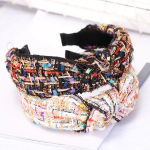 Elegant tweed knotted headbands in dark and light colors for women's hair styling
