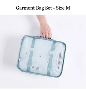 Bolsa de viaje azul talla M con panel de malla y asa para el almacenamiento de ropa