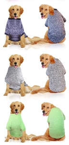 Three-color dog sweatshirts in grey and green for large breeds like Golden Retrievers