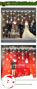 Christmas window decals set featuring snowflakes, Santa, and Merry Christmas calligraphy lettering