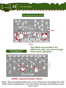 Christmas window stickers set with Santa and snowman, layouts measuring 60x90cm and 144x78cm