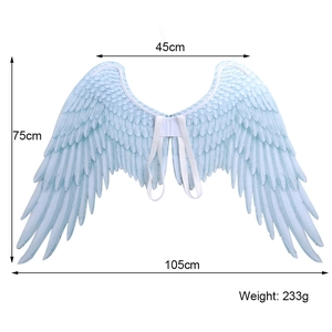 Extra large light blue angel wings 105x75cm for Mardi Gras and Halloween costume