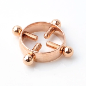 Verstellbarer Nippelring aus roségoldenem Edelstahl ohne Piercing mit vier Kugeln