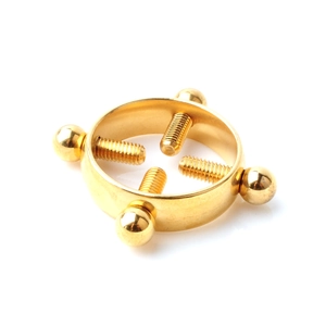 Adjustable golden stainless steel non-piercing nipple ring with four screw heads