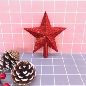 Sparkling red star tree topper with glitter finish for Christmas holiday decoration