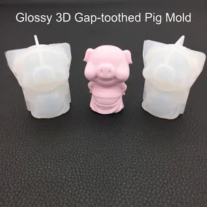 3D Cute Pig Silicone Mold Mirror Surface DIY Crafting Tool For Resin Epoxy Gypsum Aromatherapy Baking Ornament