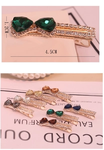 Détails de barrettes de 4,5 cm en alliage doré avec strass colorés en forme de cœur