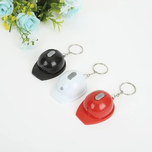Mini helmet LED flashlight keychain with bottle opener in black, white and red colors