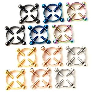 Adjustable Non Piercing Nipple Rings 316 Stainless Steel Screw On Faux Body Jewelry Geometric Punk Style For Women Men