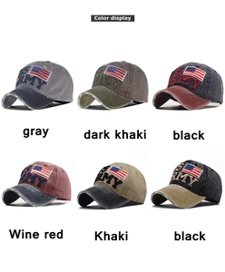Collage of vintage washed cotton US ARMY baseball caps in six different color combinations
