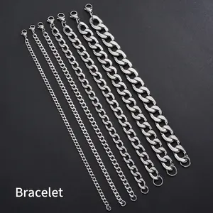Bracciali a catena groumette in acciaio inossidabile di varie larghezze con moschettoni