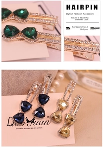 Détails de barrettes à cheveux en cristal avec strass émeraude et saphir brillant