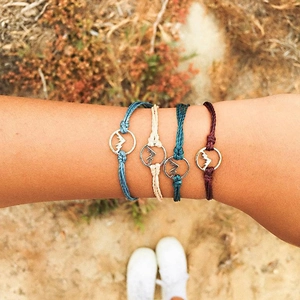 Braccialetti In Corda Di Cera Intrecciata Retro Boho Con Ciondolo A Montagna Cava In Lega Gioielli Di Moda Regolabili Per Donna Regalo
